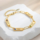 Personalized Name Bracelet with Birthstone & Engraved Family Names