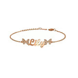 Butterflies Letter Diamond Bracelet Personalized Stainless Steel Gift