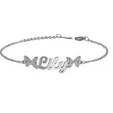 Butterflies Letter Diamond Bracelet Personalized Stainless Steel Gift