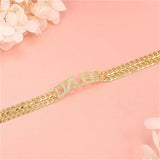 Personalized Rhinestone Name Bracelet Double Chain Stainless Steel Bangle