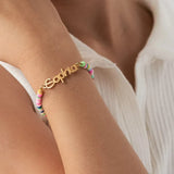 Personalized Polymer Clay Name Bracelet, Stainless Steel Name