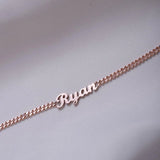 Custom Engraved Name Bracelet Stainless Steel Chain Handwriting Name