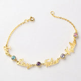 Personalized Name Bracelet with Birthstone for Women Girls