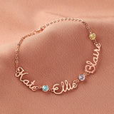 Personalized Name Bracelet with Birthstone for Women Girls