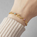 Personalized Name Bracelet with Birthstone for Women Girls