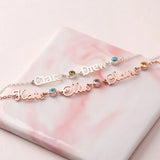 Personalized Name Bracelet with Birthstone for Women Girls