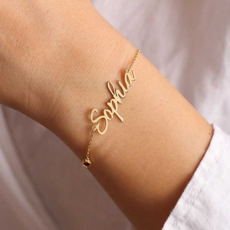 Custom Name Bracelet with Birthstone