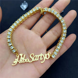 Diamond Name Bracelet Personalized Tennis Chain Stainless Steel Gift