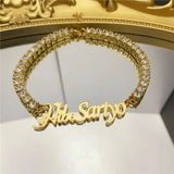 Diamond Name Bracelet Personalized Tennis Chain Stainless Steel Gift