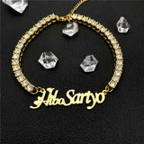 Diamond Name Bracelet Personalized Tennis Chain Stainless Steel Gift