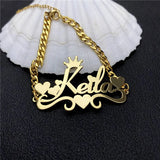 Heart Name Bracelet 5mm NK Chain Personalized Stainless Steel Jewelry