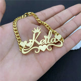 Heart Name Bracelet 5mm NK Chain Personalized Stainless Steel Jewelry