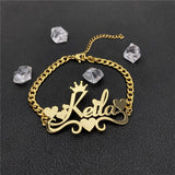 Heart Name Bracelet 5mm NK Chain Personalized Stainless Steel Jewelry