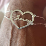 Personalized Name Bracelet with Heart Charm