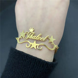 Personalized Name Bracelet with Star Stainless Steel Cuban Chain Men Women