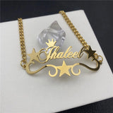 Personalized Name Bracelet with Star Stainless Steel Cuban Chain Men Women