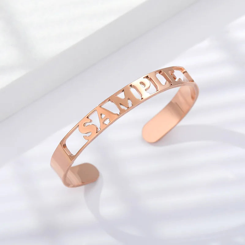 Personalized Name Bracelets Stainless Steel Open Bangles