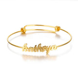 Name Bracelet Women Stainless Steel Metal Expandable Bracelet DIY Bangle