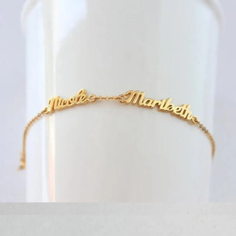 Personalized Double Name Bracelet for Women Stainless Steel BFF Jewelry