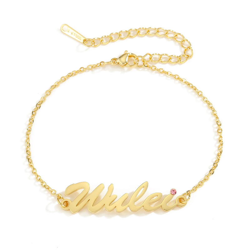 Personalized Name Bracelet Stainless Steel Charm Adjustable Chain