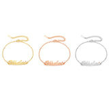 Personalized Name Bracelet Stainless Steel Charm Adjustable Chain