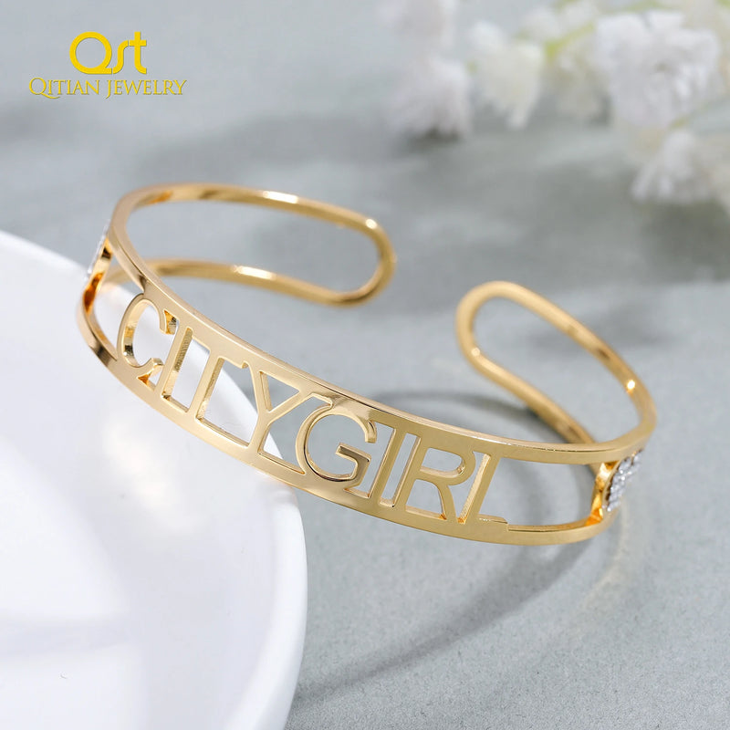 Personalized Zircon Diamond Bangle Bracelet