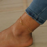 Name Bracelets on Leg Stainless Steel Box Chain Anklets for Women