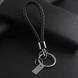 Braided Leather Cord Key Ring for Men