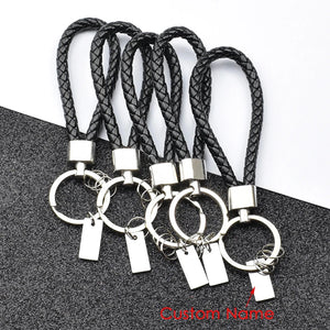 Braided Leather Cord Key Ring for Men