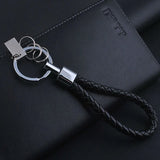 Braided Leather Cord Key Ring for Men