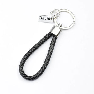 Braided Leather Cord Key Ring for Men