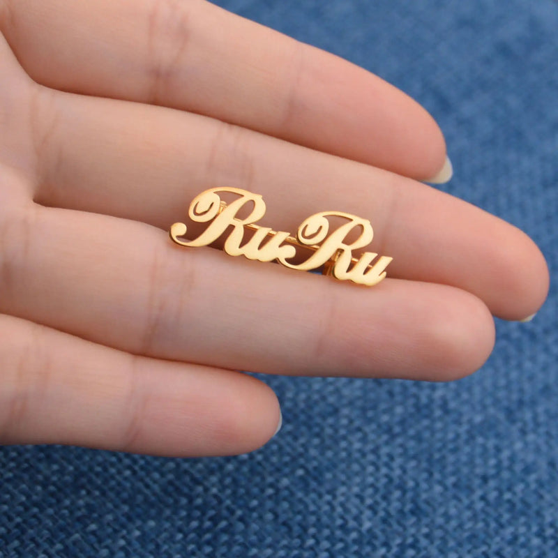 Name Brooch Pin, Custom Lapel Pin, Stainless Steel Jewelry