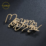 Personalised Name Brooch Pin Stainless Steel Handwritten Font