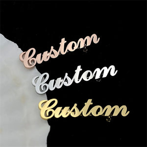 Customizable Silver Stainless Steel Name Brooch Pin Jewelry