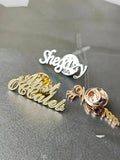 Personalized Stainless Steel Name Brooch with Initial Numbers Enamel Pin