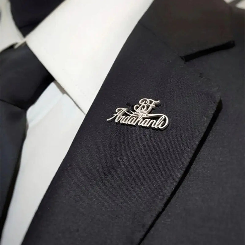 Personalized Stainless Steel Name Brooch with Initial Numbers Enamel Pin