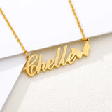 Personalized Butterfly Necklace Stainless Steel Nameplate Choker Gift