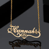 Personalized Butterfly Nameplate Necklace with Diamond Pendant