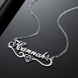 Personalized Butterfly Nameplate Necklace with Diamond Pendant
