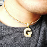 CZ 26 Letters Necklace with 5mm Tennis Chain Hip hop Jewelry