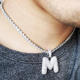 CZ 26 Letters Necklace with 5mm Tennis Chain Hip hop Jewelry