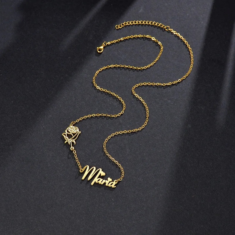 Name Chain Stainless Steel Personalized Necklace Double Layer Vintage Gift