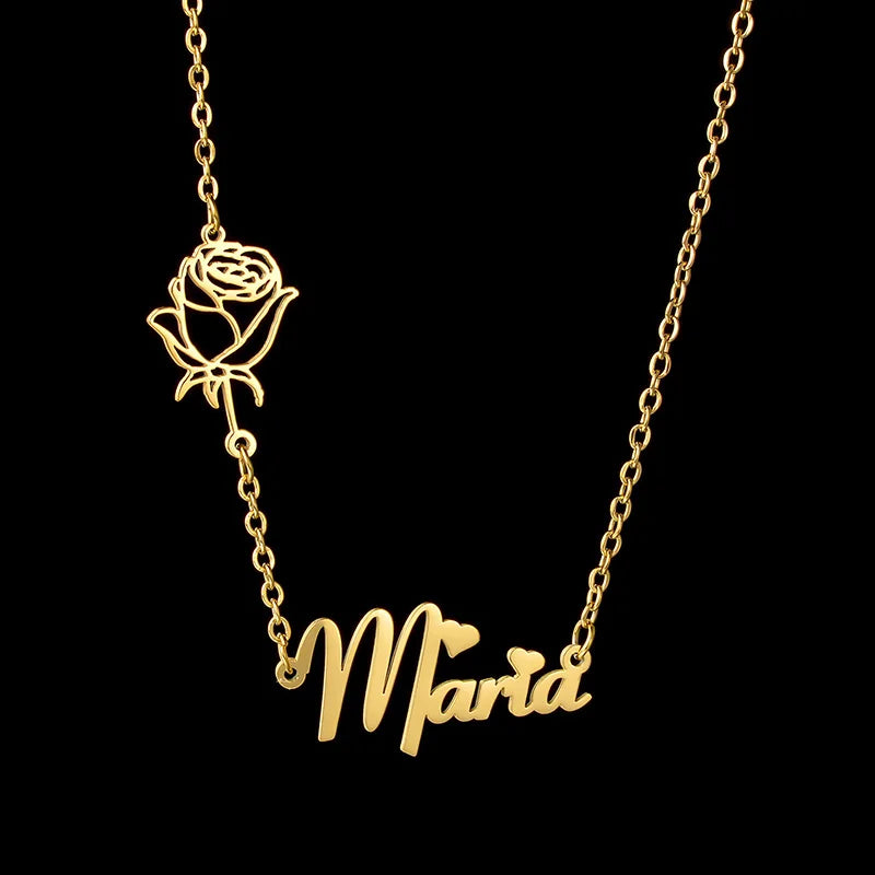 Name Chain Stainless Steel Personalized Necklace Double Layer Vintage Gift