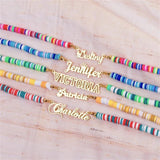 Personalized Clay Necklace Stainless Steel Boho Rainbow Christmas Gift