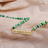Personalized Clay Necklace Stainless Steel Boho Rainbow Christmas Gift