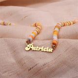 Personalized Clay Necklace Stainless Steel Boho Rainbow Christmas Gift