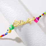 Rainbow Clay Name Necklace, Personalized Choker for Christmas