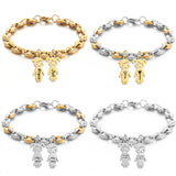 Coffee Beads Bracelet Stainless Steel Pendant Link Chains Hiphop Jewelry