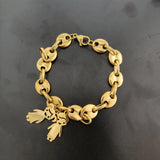 Coffee Beads Bracelet Stainless Steel Pendant Link Chains Hiphop Jewelry