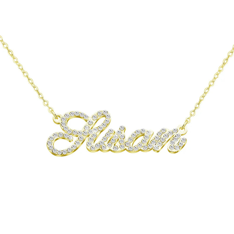 Couple Necklaces Stainless Steel Zircon Pendant Letters Necklace Women Chain